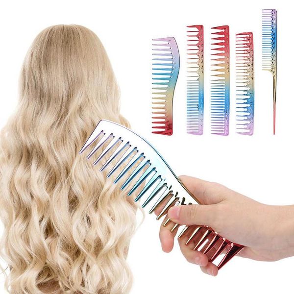 

hair bun maker 5pcs space aluminum colorful gradient haircut comb salon hairdressing styling tool hairstyles accessories, Brown