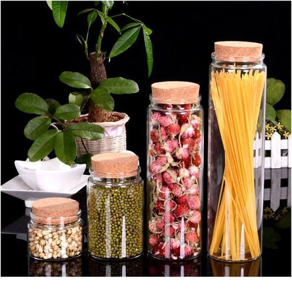 

transparent clear glass storage jars with corks candy saffron food bottles empty health and eco-friendly bottles jllgqm