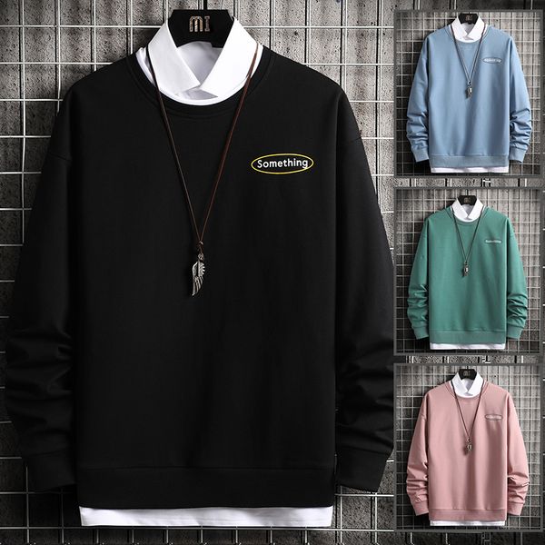 

3xl black sweatshirt men hoodie casual streetwear pullovers sweatshirts mens clothing solid hoodies homme print something kg-38