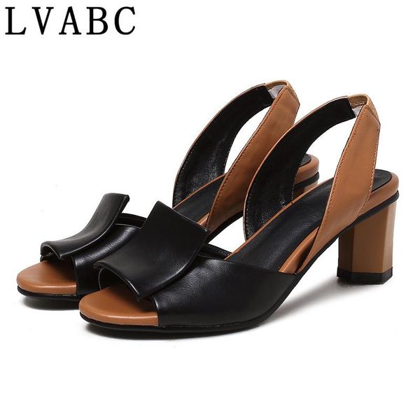 

dress shoes lvabc 2021 fashion summer arrival woman peep toe buckle thick heel women sandals big size 32-44 black silver