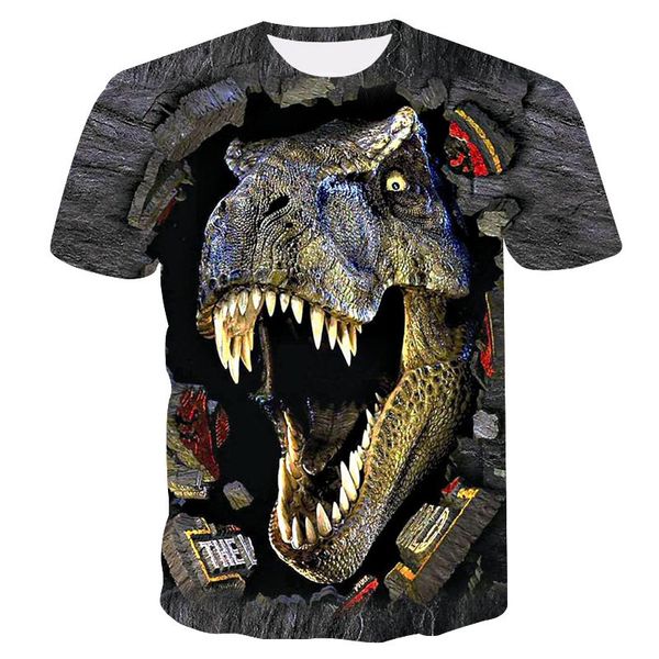 

men summer brand boys cartoon snow mountain dinosaur summer boy clot 3d print shirts aesthetic plus size graphic men clothing