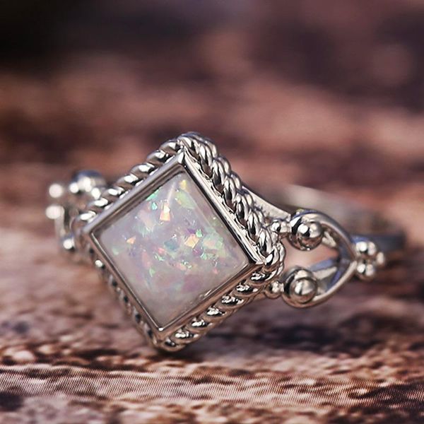 

huitan new design geometric midi finger rings for women with simulated opal stone silver plated meaningful rings for women, Slivery;golden