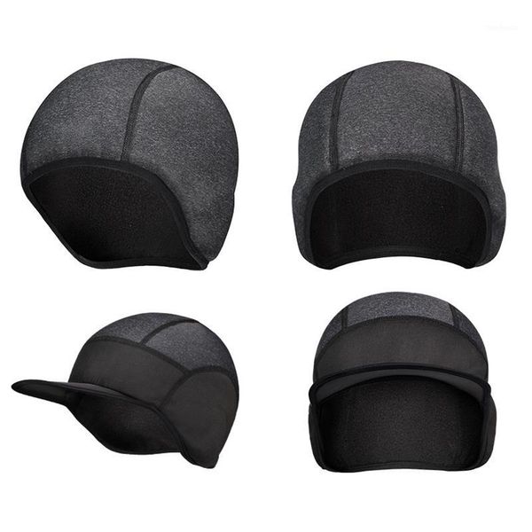 

cycling caps winter warm fleece lined bicycle cap headwear windproof running skiing mountaineering hat 881, Black