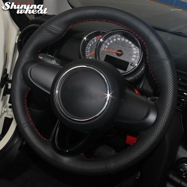 

shining wheat black artificial leather car steering wheel cover for mini coupe 20201