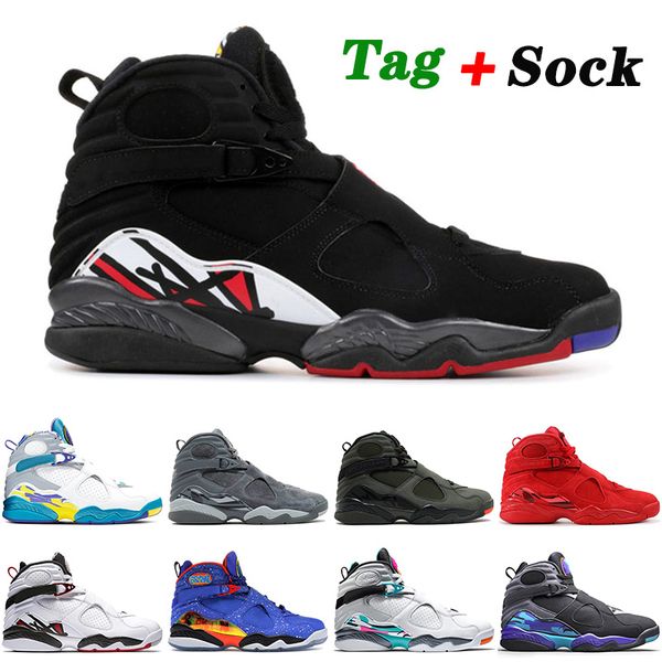 

wholesale 2021 basketball shoes 8 8s xiii playoff mens womens white aqua valentines day off retro trainers athletic sneakers, White;red