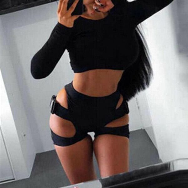 

women ladies shorts high waist hollow out buckle stretch biker short femme leopard black workout spandex shorts short feminino, White;black