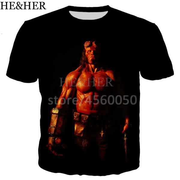 

new arrival cartoon hellboy 3d print shirts oversized humor horror men clothing