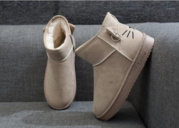 

comfortable woman winter women ankle snow boot korean fashion non-slip flat booties keep warm ladies shoes1, Black