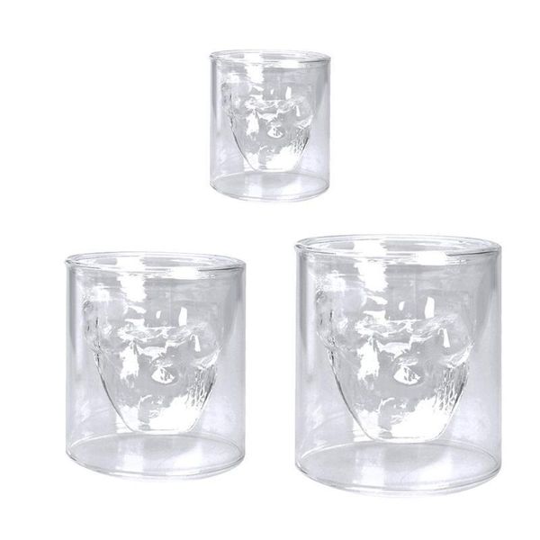 

beer whiskey newdouble newskull transparent wine glass vodka cup for home bar party l wedding glasses gift drinkware 2021