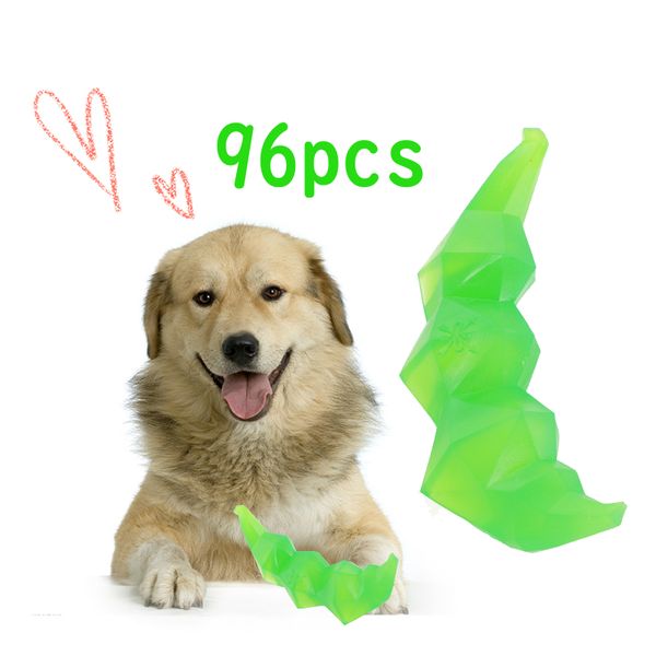 

96pcs dog toys orange dotted dumbbell shaped green squeeze squeaky faux bone pet chew toys for dogs