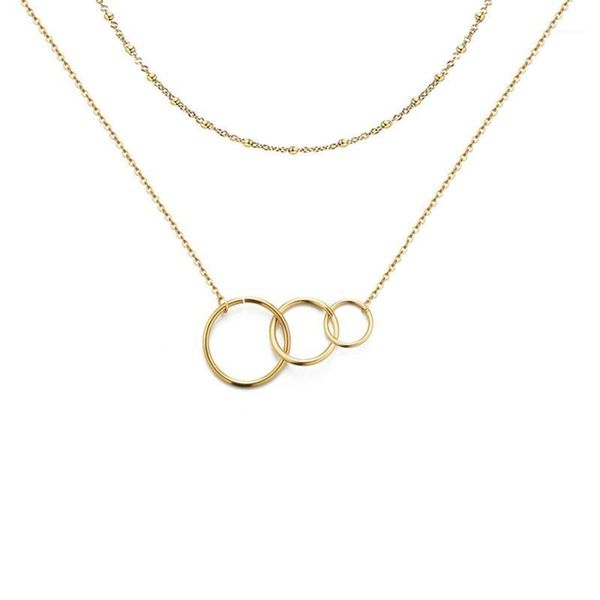 

chokers multilayer circle necklaces & pendants for women gold color stainless steel neck chains choker necklace 2021 bohemian jewelry1, Golden;silver