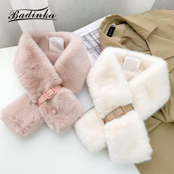 

2021 new designer white black faux fur collar scarf foulard women thick warm neck scarves for ladies echarpe femme hiver, Blue;gray