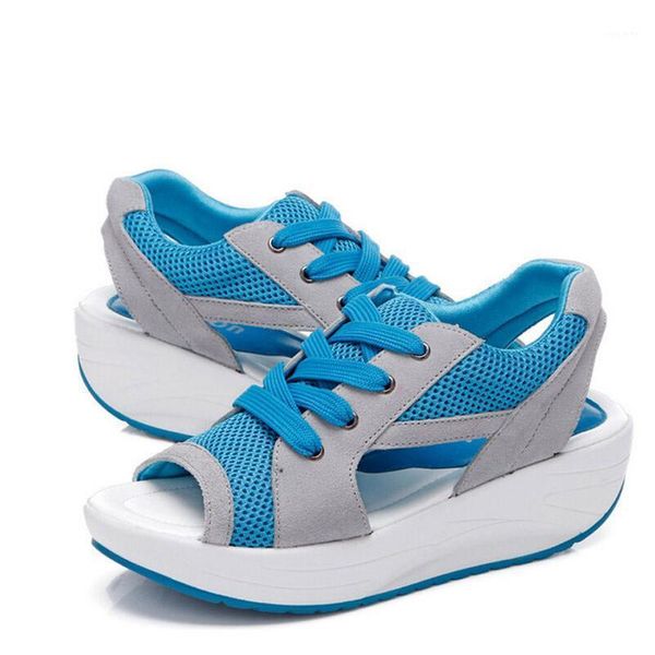

women sandals casual sport mesh breathable shoes women ladies wedges sandals lace platform sandalias high school students shoe1, Black