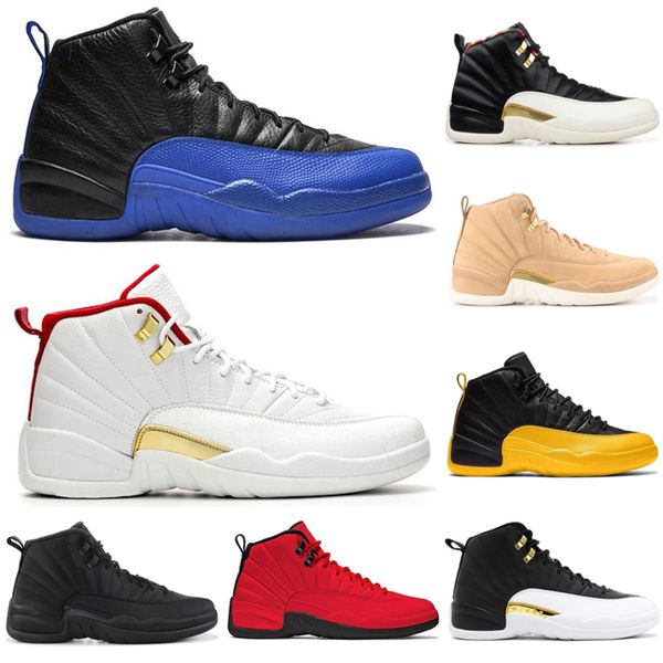 

basketball shoes university gold 12s fiba game royal playoff the master gym red mens trainers sports sneakers, White;red