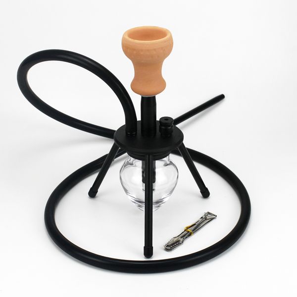 

small travel glass with ceramic hookah bowl metal charcoal tongs silicone smoking water pipe chichas narguie