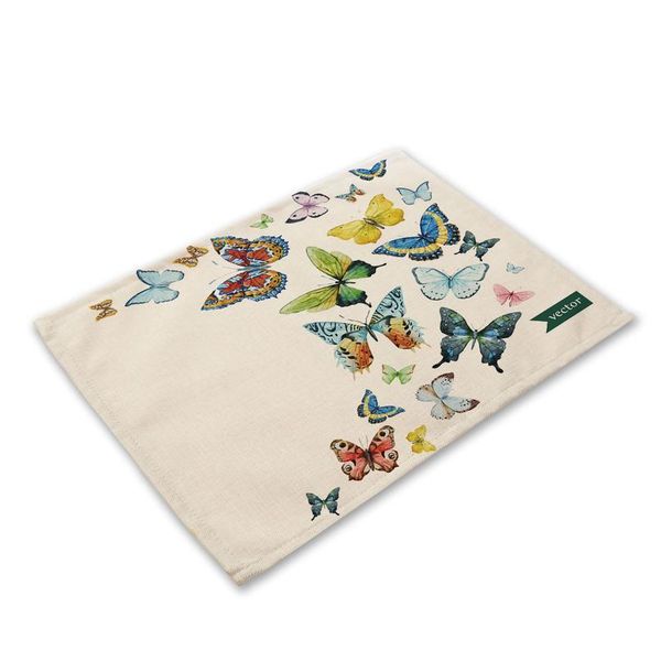 

1pc tropical butterfly cotton linen pad pattern kitchen placemat coaster bowl cup mats dining table mats 42*32cm ho bbyqhk