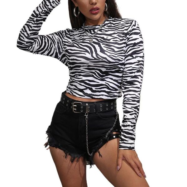 

женская полосатый топ с длинным рукавом zebra открыть назад узелок shirt wild black white блуза