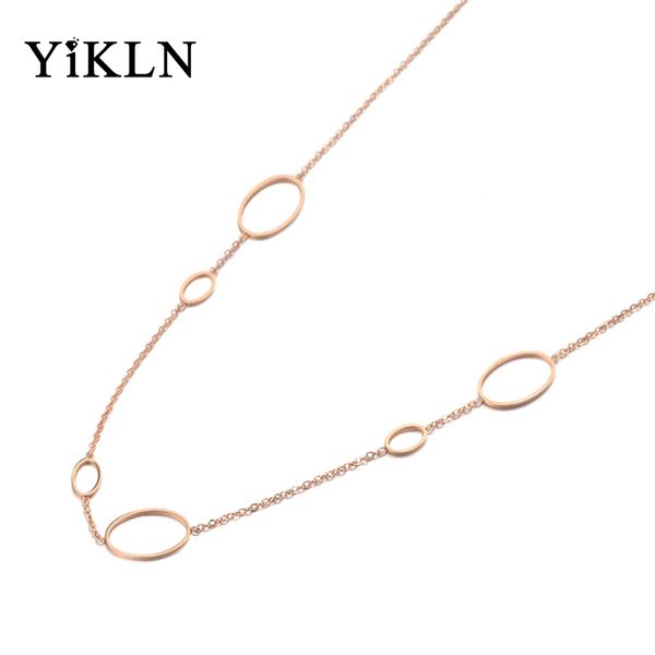 

yikln bohemia нержавеющей стали овальные геометрия choker ожерелье ювелирных изделий розовое золото звено цепи ожерелье для женщин yn19120, Golden;silver
