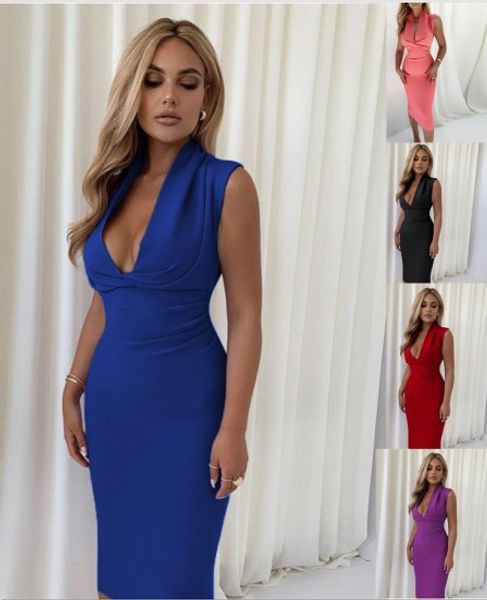 

2022 fashion banquet party dress new deep v dress, Black;gray