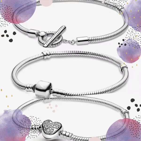 Großhandel 925 Sterling Silber Perlenstränge Armband Schlangenförmige Kette geeignet für Pandora Charm Perlen Armband Schmuck Geschenk Männer und Frauen ohne Box