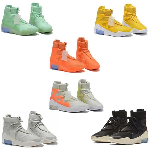 

new king shoe sair fear off god shoes men women fog leather basketball shoes boots orange yellow casual sneakers chaussures platform shoe, Black