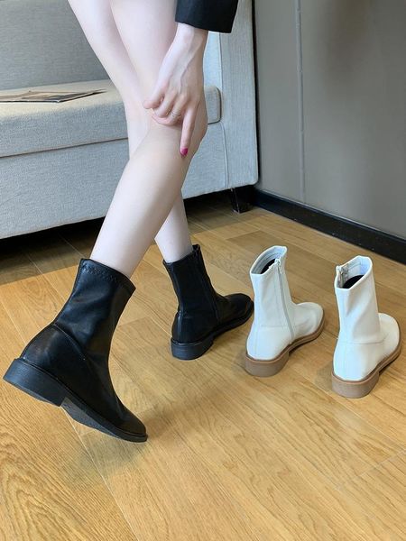 

boots women new 2020 booties ladies brand women's shoes low heels booties clogs platform zipper fashion autumn rock rubber, Black
