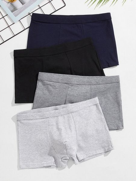 

men 4pcs solid boxer brief 06wm#, Black;brown