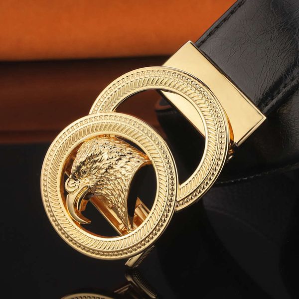 

2020 new leather, automatic button layer, cattle leather leisure belt, men's korean personalized trouser belt, Black;brown