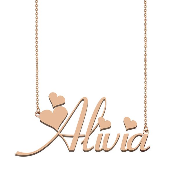 

Alivia Custom Name Necklace Personalized Pendant for Men Boys Birthday Gift Best Friends Jewelry 18k Gold Plated Stainless Steel, Silver