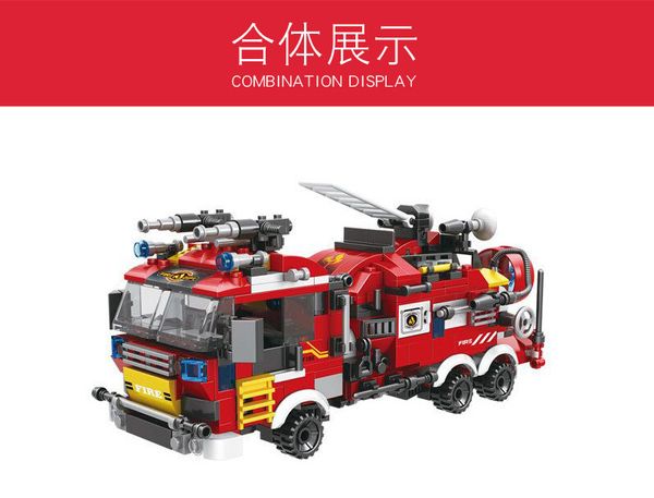 

8 in 1 block toys fire series modular fire truck fire and rescue squad selling wholesale and retail