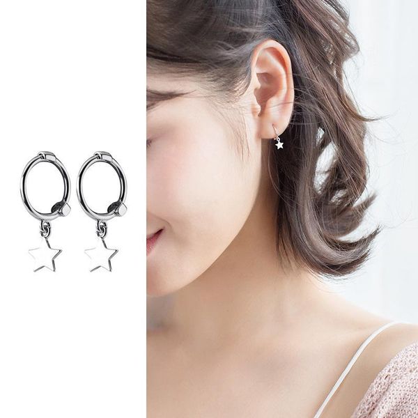 

mocanie genuine 925 sterling silver mini lovely star hoop earring for women fashion girl simple earring fine jewelry accessories1, Golden;silver