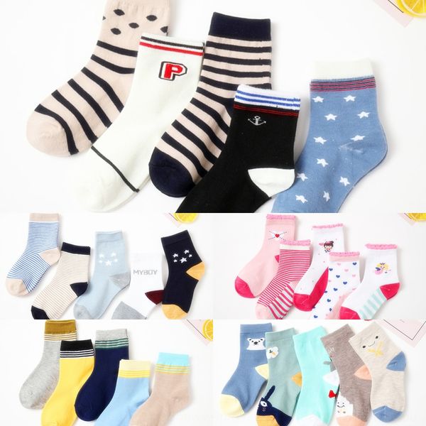 

5 детских ребенок sockspairs осени и зимой чистый хлопок средней трубки утолщенных мальчиков и girlssocks обваленного шовный пота поглощающи, Black
