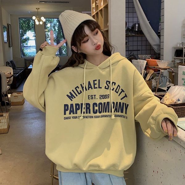 

2021 new fall fashion long sleeved from female shirt loose cotton sweaty hoodies letter hood print 1 5lui, Black