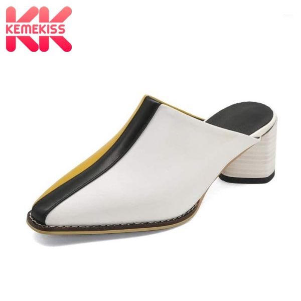

kemekiss women sandals shoes fashion color collision design serpentine slippers shoes women slip on heels footwear size 34-421, Black