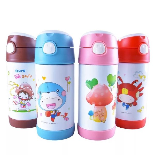 Thermos in acciaio inossidabile per alimenti con isolamento sottovuoto a doppia parete a prova di perdite da 12 once con cannuccia per bambini 201204