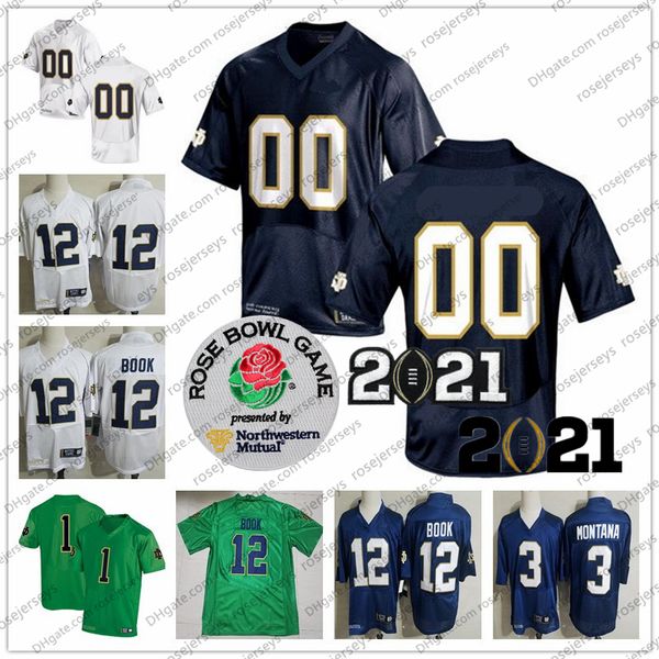 

custom fighting irish 2021 und football 12 ian book 23 kyren williams 25 chris tyree men youth kid rose bowl jersey, Black