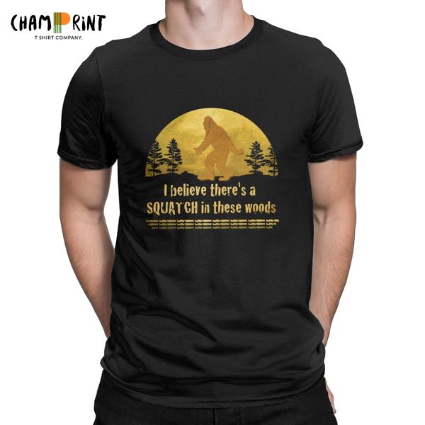 

sport i believe there's a squatch in these woods t-shirt men bigfoot monster hunter vintage tee shirt o neck t shirts original clothes