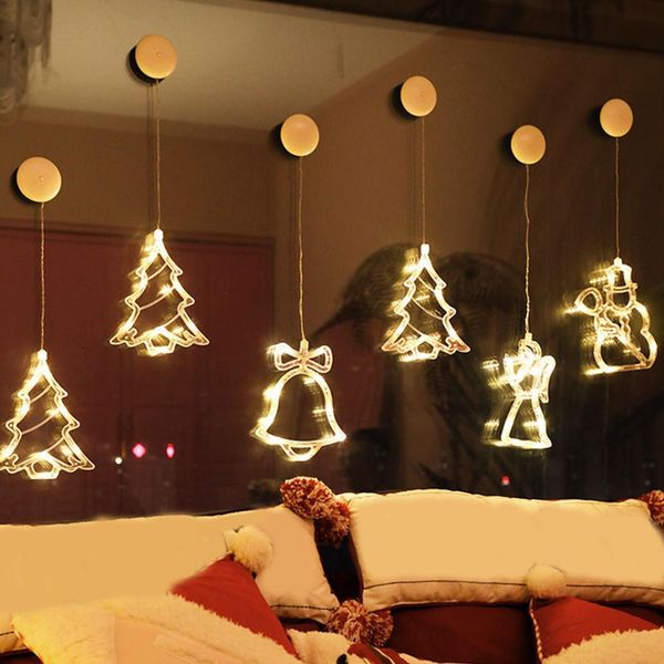

suction led star bell snowman santa cup fairy light home window christmas decor for bedroom ornament