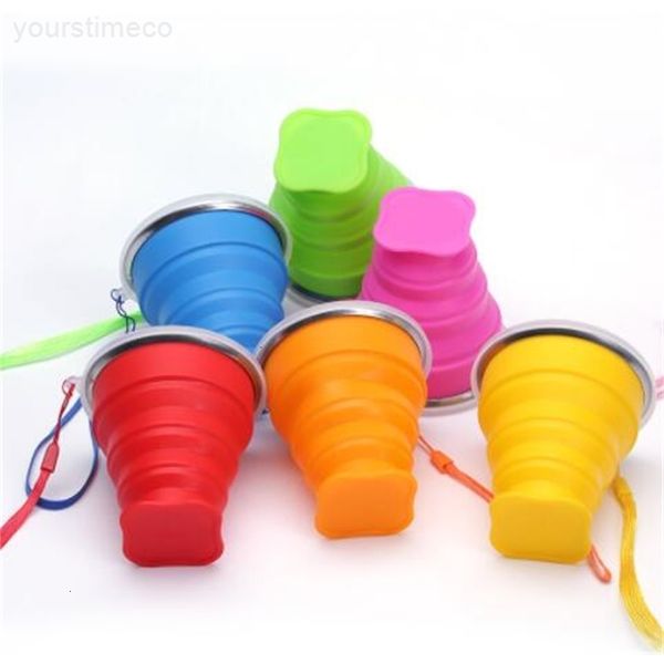

collapsible retractable 200ml cup silicone folding telescopic candy outdoor camping travel tableware foldable wine glass