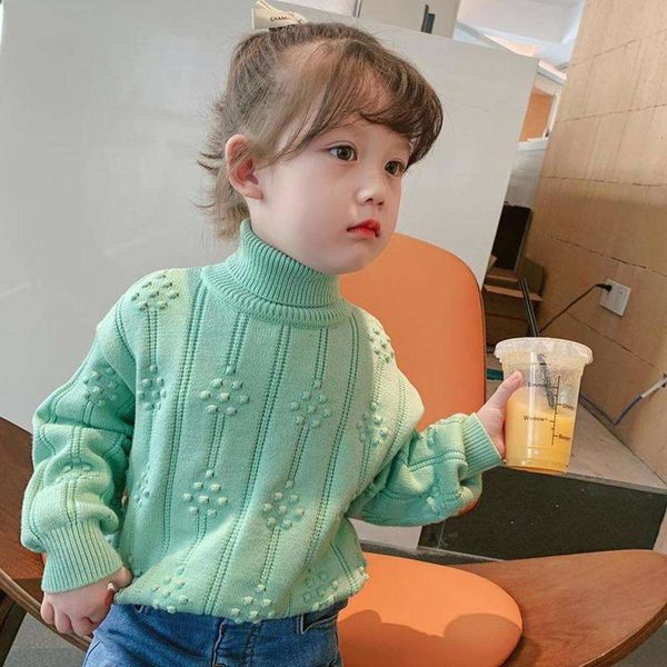

girls' 2020 and winter turtleneck sweater autumn new children's baby's thickened t-shirt with inside wui2, Blue
