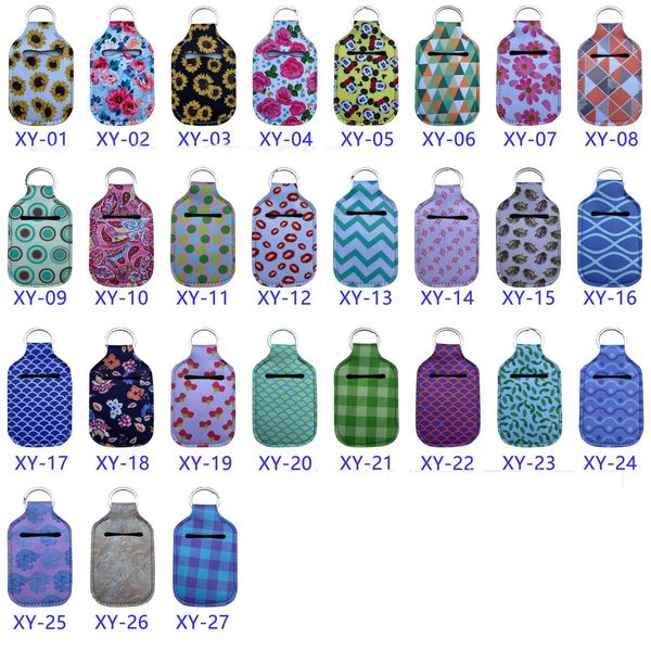

sanitizer holder 30ml travel size portable neoprene cover with keychain sunflower printing hand soap bottle bag dhb765