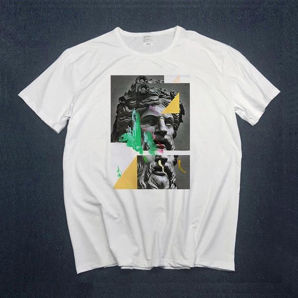 

2020 women t shirts summer short sleeve sculpture print fashion art print aesthetic tshirt trumblr vintage female clothes, White