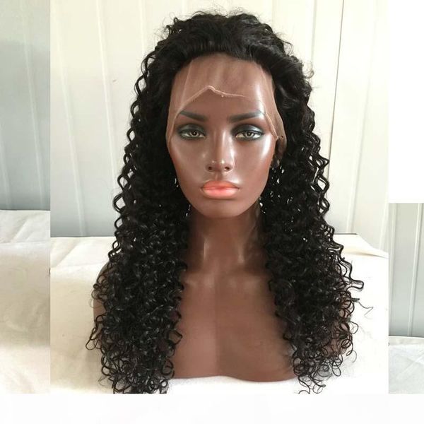 

silk base full lace wigs caro brazilian deep curly full lace wig front lace wig unprocessed human hair wig for black women, Black;brown