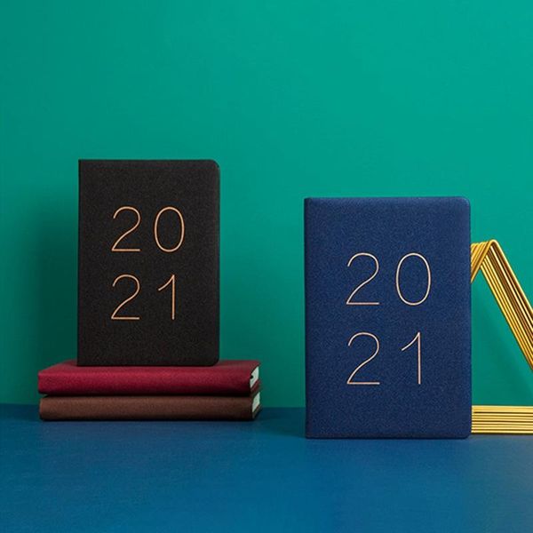 

notepads 2021 year planner calendar a5 notebook portable agenda weekly monthly notepad organizer schedule book stationary, Purple;pink