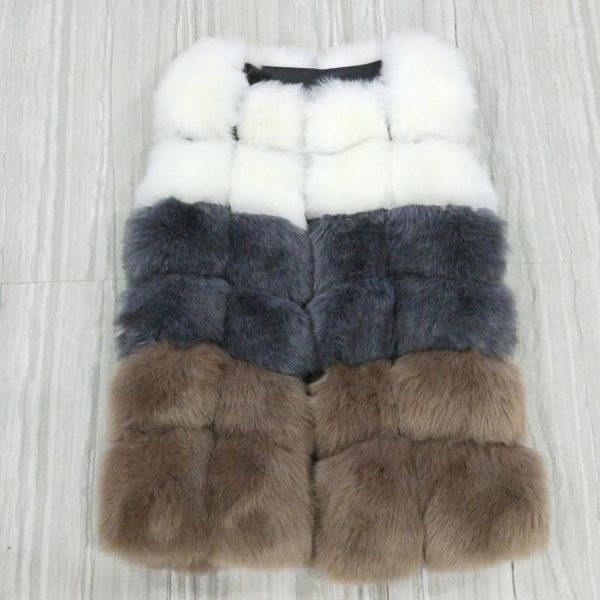 

faux fur vest women winter fashion medium long artifical fur vests woman warm fake coats female ladies1, Black