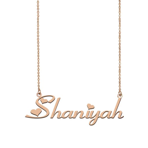 

shaniyah name necklace custom nameplate pendant for women girls birthday gift kids friends jewelry 18k gold plated stainless steel, Silver