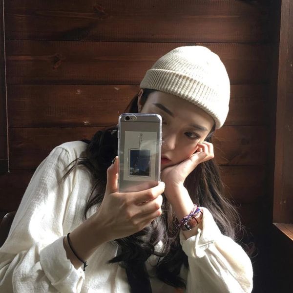 

beanies female warm winter solid color hat skull cap men women knitted skullies male black