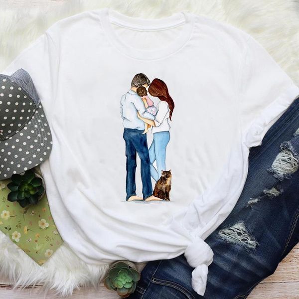 

women mom mama sweet family happy printing casual mother cartoon graphic tees clothes print lady female t shirt t-shirt, White