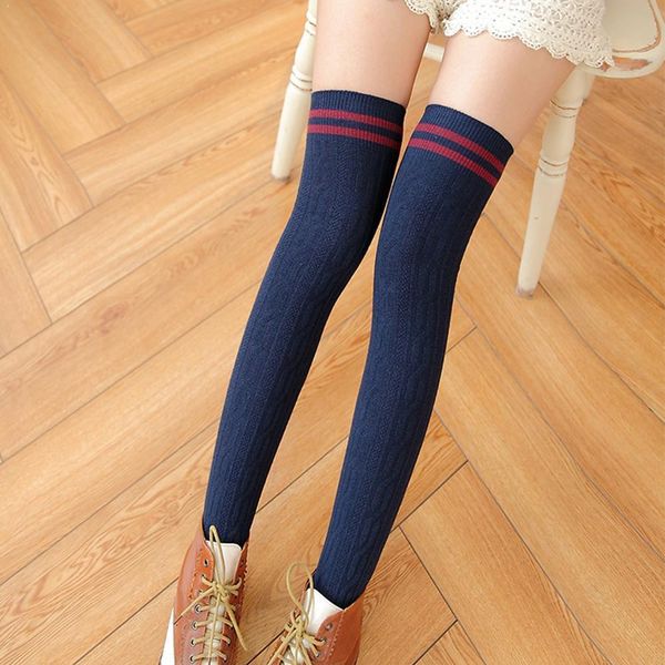 

female thigh high over the knee socks women long stockings fashion women's cotton for girls ladies z5u7, Black;white
