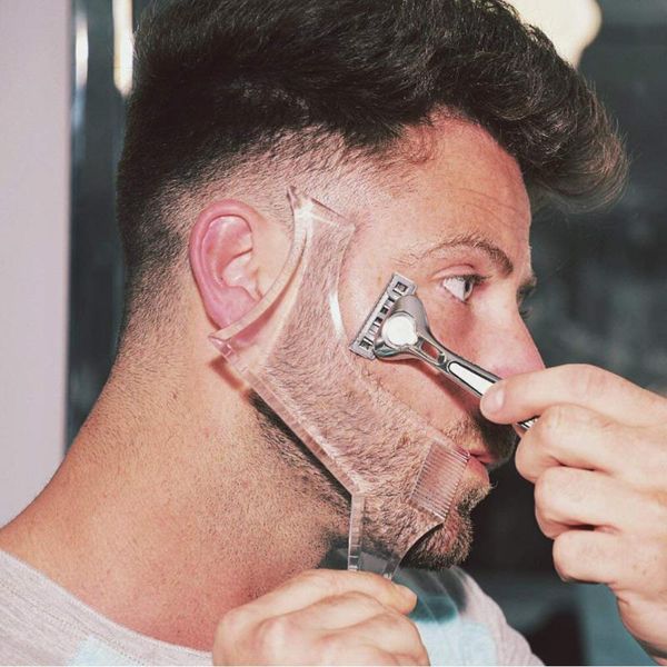 

hair brushes arrivals men beard shaping styling template comb transparent men's beards combs beauty tool for trim templates, Silver